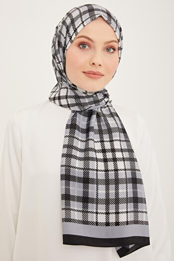 Armine Trend Black-gray Plaid Pattern Modal Shawl 4713-01