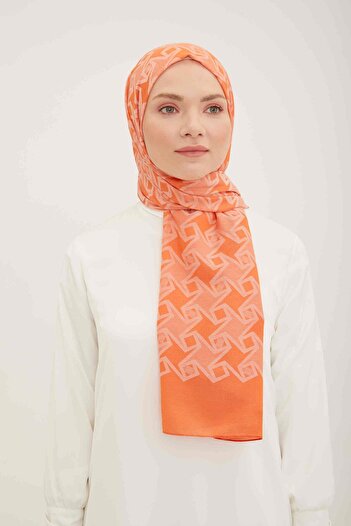Armine Trend Acacia Shawl Orange Patterned 4-22039