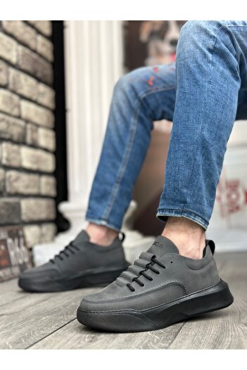 BOA Ba0332 Ladder Pattern Lace Up Men's High Sole Smoked Skin Sports Shoes