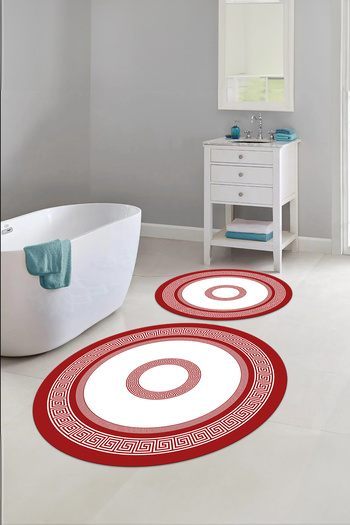 Napoli Home Digital Washable Non-Slip Base Classic Model Round Bath Mat Toilet Set