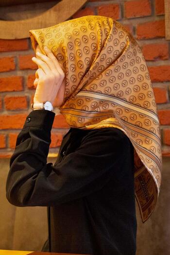 Vissona Μεταξωτό μαντήλι Tivil Gold-Beige - 16505-0011-0004