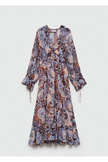 MANGO Woman Fırfırlı paisley elbise