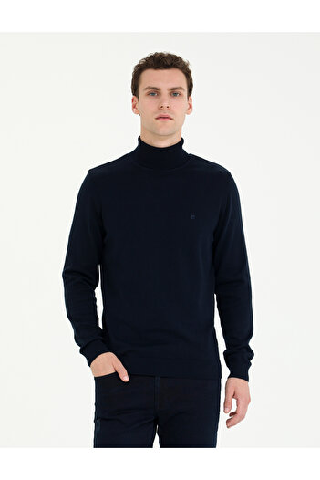 Pierre Cardin Navy Blue Slim Fit Turtleneck Basic Knitwear Sweater 50276162 -Vr033