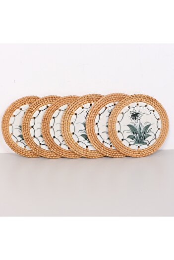 Mylamp Rattan Framed Set of 6 Trivet & Table or Wall Decor 16 cm