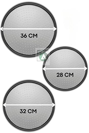 AHİR TİCARET 3-Piece Perforated Pizza Tray Lahmacun Pita Tray Steel Tray