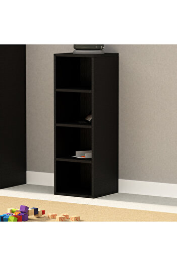 Mahmayi Wooden Storage Display Shelves 4-Tier Freestanding, Box Shelves, Black