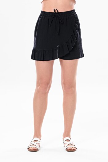 Eliş Şile Bezi Ada Şile Cloth Summer Shorts Skirt Black Syh