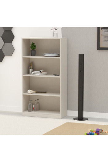 Mahmayi Wooden Storage Display Shelves 4-Tier Freestanding, Light Grey
