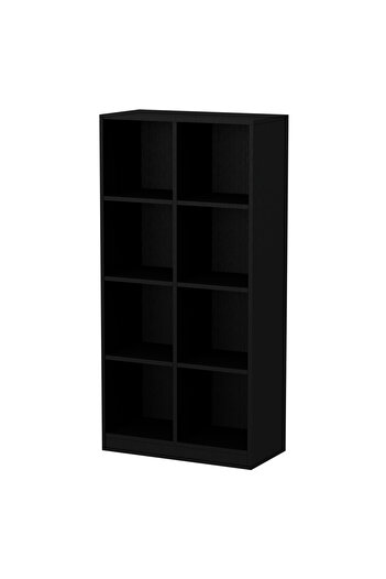 Mahmayi Wooden Display Shelves with 8 Storage Compartment, Freestanding Files, Showpieces, Black