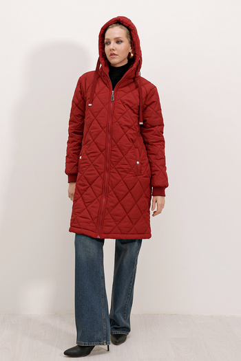 Bigdart 5138 Καπιτονέ Μακρύ Puffer Jacket - Claret Red