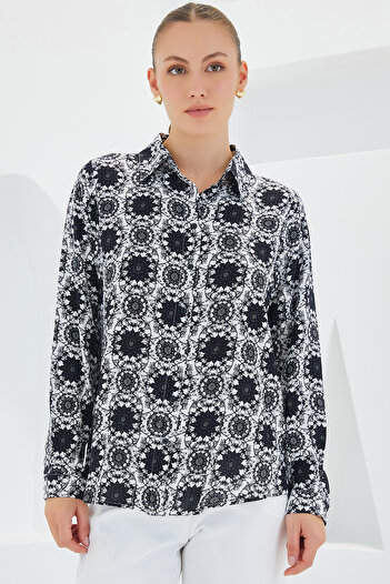 Bigdart 3721 Model Graphic Patterned Black Shirt
