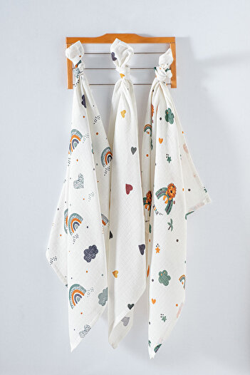 Kanz Leon Set of 3 - Multi-Purpose Baby Muslin Blanket