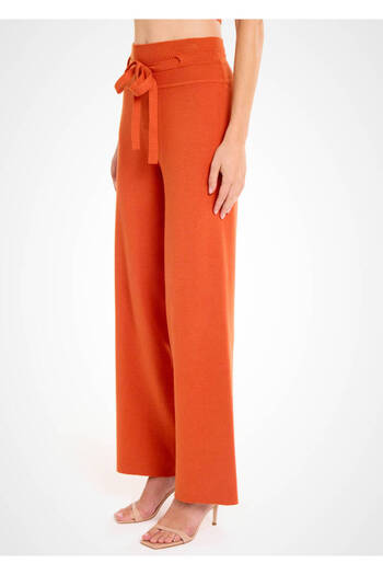 Knitss Orange Knitwear Trousers with Lace-Up Waist
