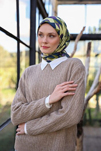 İpekhan Triano Pattern Soft Scarf Lemon Yellow 1171-04