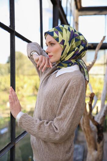 İpekhan Triano Pattern Soft Scarf Lemon Yellow 1171-04