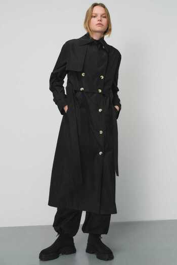 Mısırlı Women's Black Trench Coat - Shortable Jacket