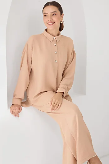 Bigdart 6631 Model - Mink Color Oversize Top and Bottom Set