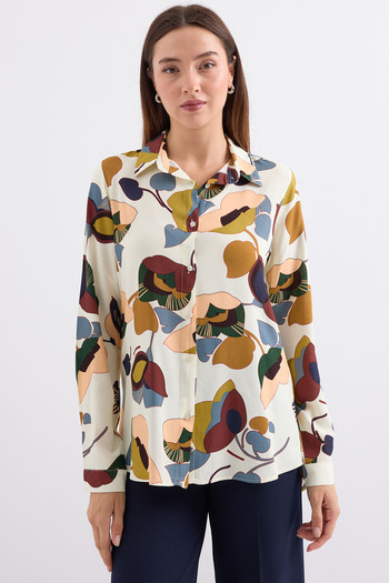 Bigdart 3721 Model Graphic Patterned Beige Shirt