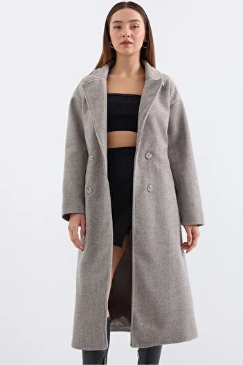 Bigdart 9113 Oversize Gray Wool Long Stamp Coat