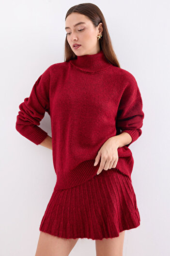 Bigdart 15891 Red Knitwear Sweater and Skirt Set