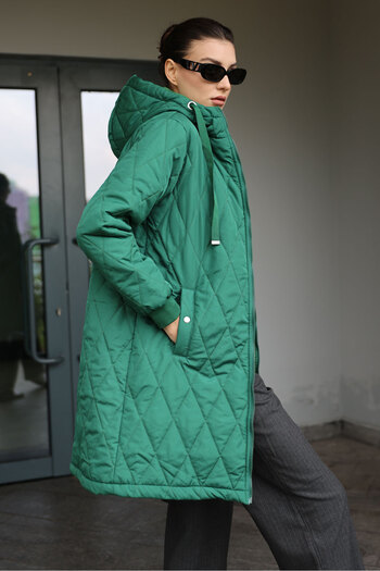 Bigdart 5138 Καπιτονέ Μακρύ Puffer Jacket - Emerald Green