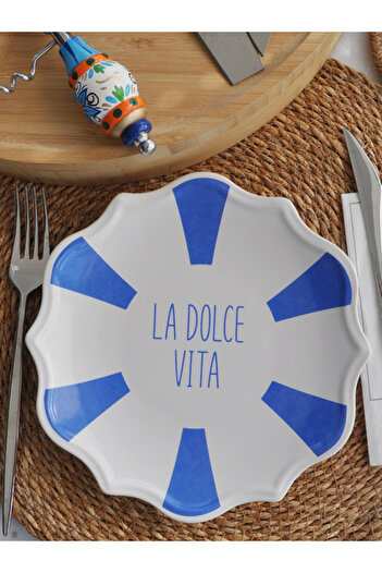 M'art Home La Dolce Vita Blue White 2 Pieces Cake Plates