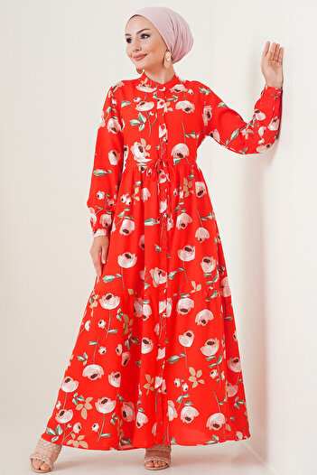 Bigdart 2144 Magnificent Collar Hijab Dress - C.red