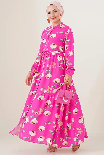 Bigdart 2144 Magnificent Collar Hijab Dress - A.fuchsia