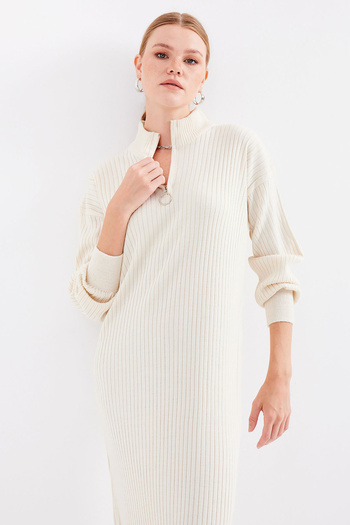 Bigdart 15839 Boydan Knitwear Φόρεμα - Κρέμα