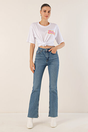 Bigdart 4312 Κεντημένο Oversize T-Shirt - Λευκό