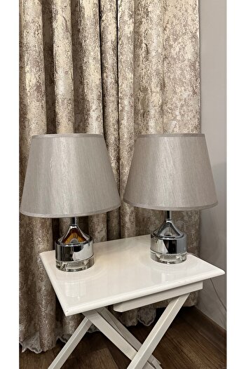 AbajurAksesuar Parma Silver Double Lampshade