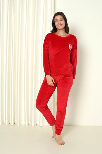SEBOTEKS Soft Textured Velvet Women's Pajamas Set 20820