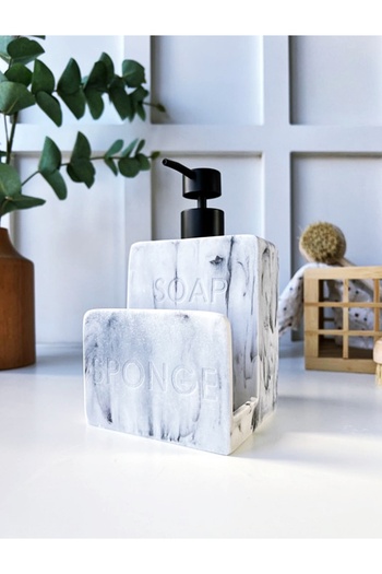 MİEN Marble Patterned Soap and Sponge Set - Soap/Spongle