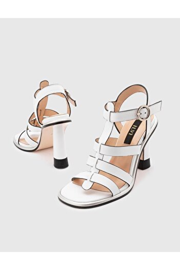 İLVİ Vitale Genuine Leather Women's White Heeled Sandals