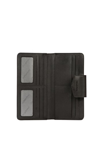 CENGİZ PAKEL Cengiz Pakel Women's Stripe Detailed Multi-Compartment Wallet – 65305 - Black/Mink