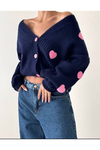 Oyer Moda Heart Patterned Women's Cardigan