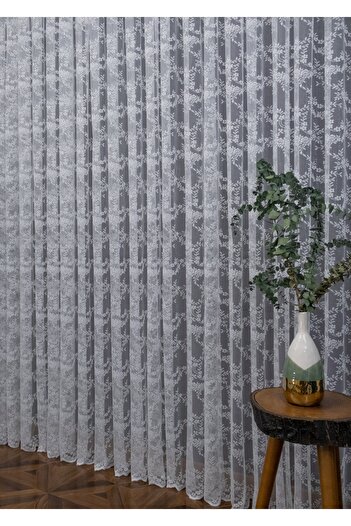 Esse Home Flower Pattern Knitted Tulle Curtain, 450x270, Sparse Pleat, 1/2