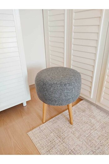 WEBPANYA Gürgen Ahşap Ayak Lux Tasarım Gri Puf & Bench & Tabure