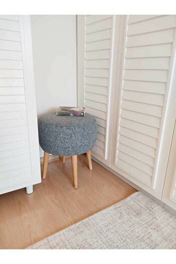 WEBPANYA Gürgen Ahşap Ayak Lux Tasarım Gri Puf & Bench & Tabure