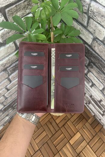 GUARD Unisex Antik Bordo Telefon Girişli El Portföyü