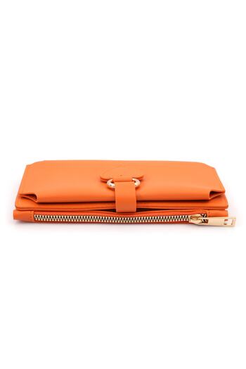 Womancraft Women's Wallet with Soft Leather Buckle and Multiple Compartments Orange Women's Wallet with Card Holder and Phone Compartment
