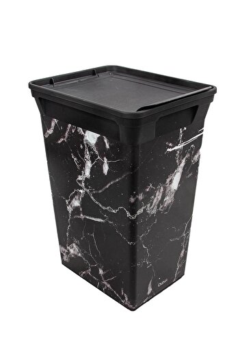 QUTU Trashbin Black Marble 40 L Plastic Trash Can