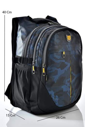 Relaxion 2235 Camouflage Patterned School Backpack Blue