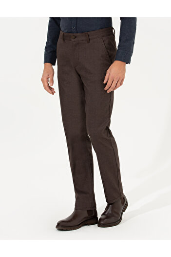 Pierre Cardin Kahverengi Regular Fit Çizgili Kanvas Pantolon 50259717-VR029