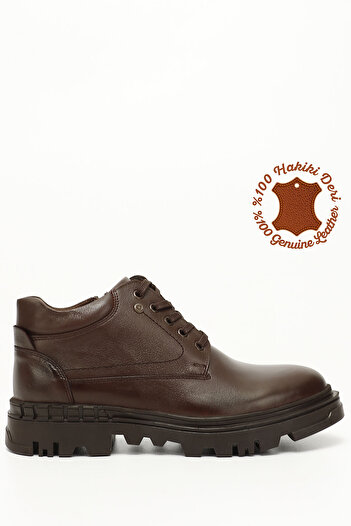 GÖNDERİ(R) Men's Brown Zippered Thermo Sole Genuine Leather Boots