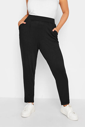 Stil Diva Large Size Pocketed Elastic Waist Lycra Skinny Leg Stretch Trousers103369