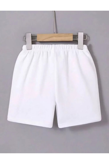 MODA55 Printed Mini Shorts with Elastic Waist - White