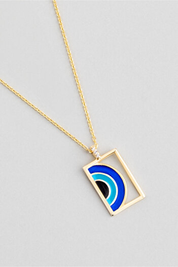 So CHIC... Evil Eye 18 Ayar Sarı Altın Kaplama 45 Cm Gümüş Minimal Kolye
