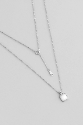 So CHIC... Parlak Sedef 18 Ayar Beyaz Altın Kaplama 43 Cm Gümüş Minimal Kolye