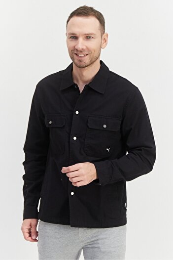 Puma Men Sportswear Fit Brand Logo Training Shirt Jackets, Black